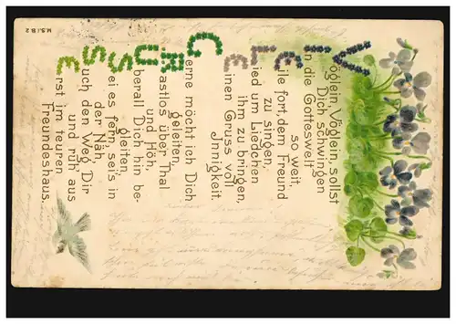 AK Voilettes et colombes, poème: Voyous, oiseaux, balance-toi..., 1903