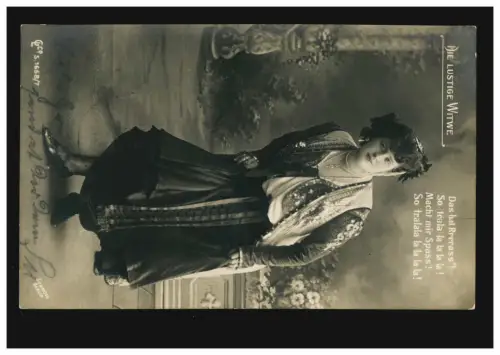 Feldpost an das Inf.-Regt. 15 in Minden AK Die lustige Witwe, DÜSSELDORF 21.8.07