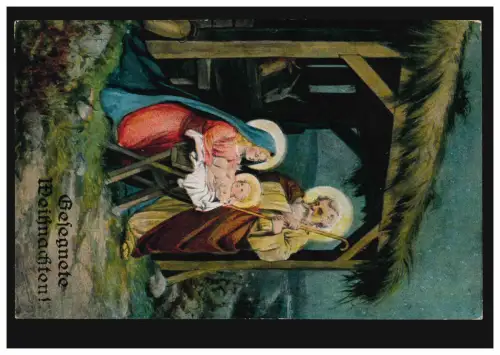 AK Béni scène de la crèche de Noël comme carte de poste du Fed WIEBLINGEN 20.12.1917