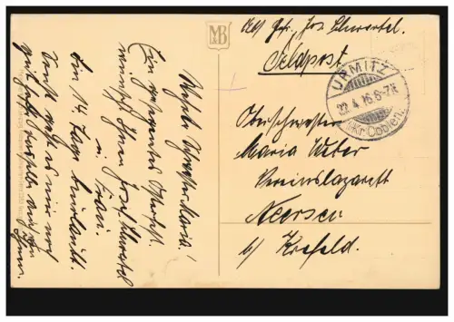 Poste de terrain à l'hôpital de Vereinsl à Neersen, Urmitz (Kr. COBLENZ) 22.4.16, AK Pâques