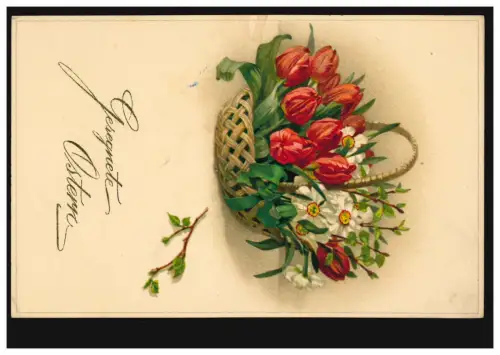 Feldpost an Vereinslazarett in Neersen, URMITZ (Kr. COBLENZ) 22.4.16, AK Ostern