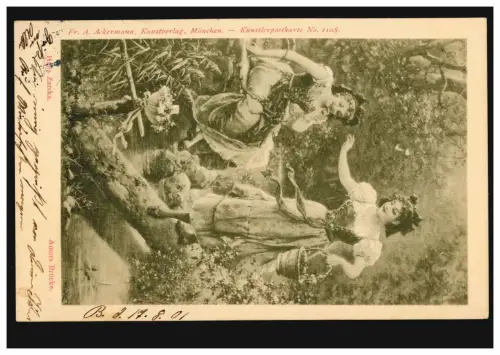 AK Hans Zatzka: Pont d'Amors, carte postale locale BERLIN W 40b 17.8.2001