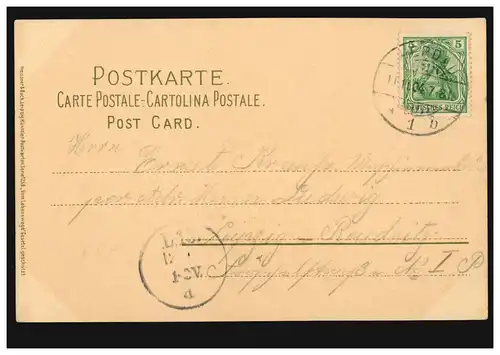 Künstler-AK Dorfidylle mit Weiher, WERDAU 11.11.1904 nach Leipzig 12.11.