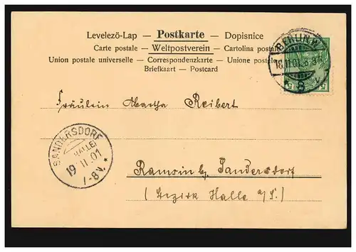 AK Schweninger: Foi Amour Espoir, BERLIN 18.1.1901 n. SANDERSDORF 19.11.01