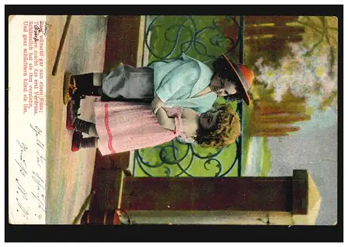 Liebes-AK Kinder: Paul wünscht gar nun einen Kuss, ...CANNSTADT 5.2.1905