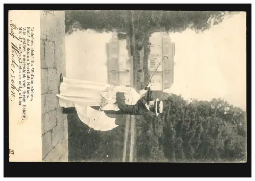AK Liebespaar im Park: Liebchen sieh' die Wolken ziehen,... STUTTGART 10.2.1905