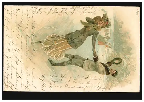 AK couple d'amour: patinoire sur glace, HAMBURG 6.8.1903