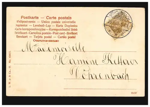 AK Amours: Que je t'aime, demande à mon œil!, VÖHRENBACH 28.11.1905