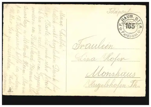 Schweiz Feldpost HAUB. BTTR. 165, auf Foto-AK Das treue Herz, um 1935