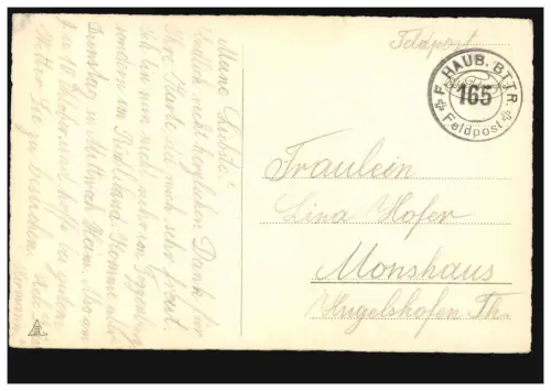 Schweiz Feldpost HAUB. BTTR. 165, auf Foto-AK Das treue Herz, um 1935