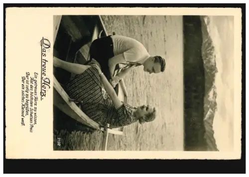 Schweiz Feldpost HAUB. BTTR. 165, auf Foto-AK Das treue Herz, um 1935