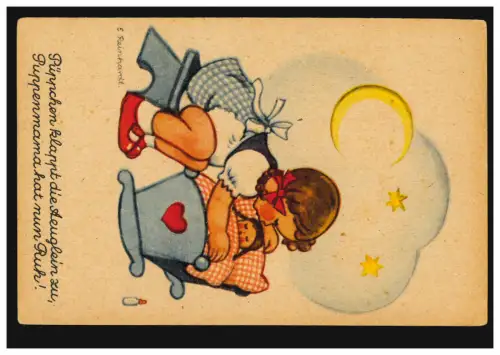 Artiste-AK Elfriede Reinhardt: Filles comme maman de poupée, inutilisé