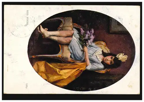 Künstler-Ansichtskarte Gemälde von Rudolf Fuchs: Lilly, MÖNCHENGLADBACH 8.4.1918