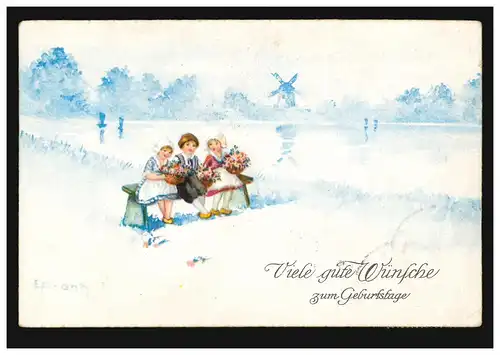 Anniversaires d'artistes AK: enfants en costumes, moulin à vent, REMSCHEID 12.2.23