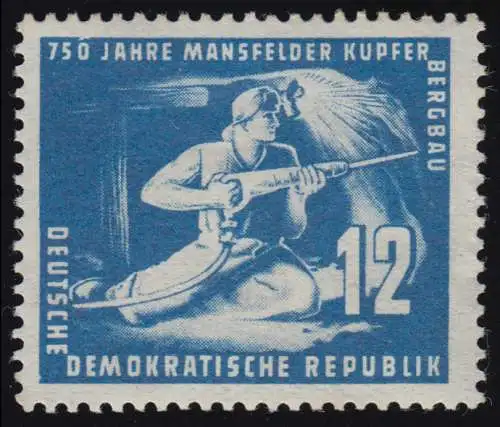 273 Mansfeld 12 Pf. mit PLF Randkerbe über der 0 von 750, Falzrest *