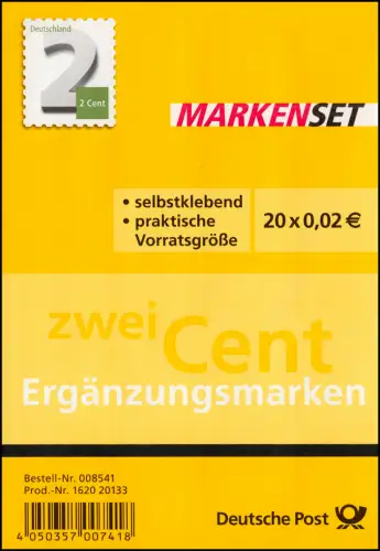 FB 34II Marque complémentaire 2 cents, feuille de 20 x 3045II (hell, SANS SAD), **