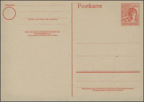 P 963 ouvriers 30 pfennig rouge, frais de port