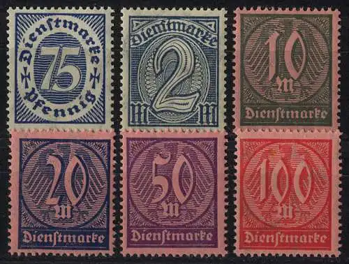 69-74 Marques de service Chiffres de valeur 1922 - 6 Valeurs, phrase **