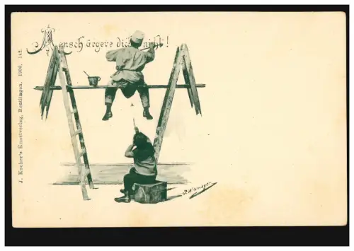 Humor-AK Der Junge und das Blasrohr - Mensch, ärgere Dich nicht!, ungebraucht