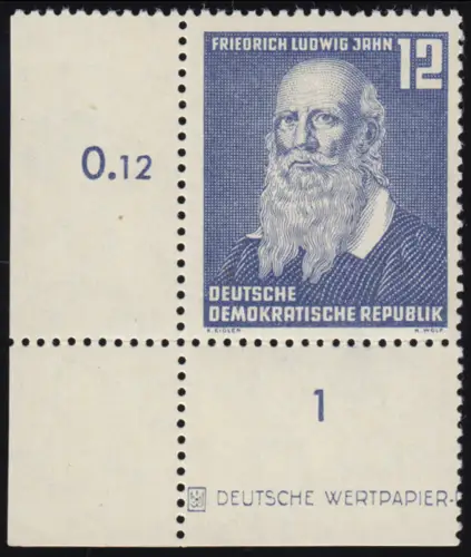 317DZ Jahn als Ecke unten links mit Druckereizeichen, ** geprüft Weigelt BPP