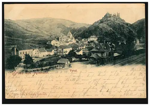 AK Gruss de Altenahr: vue totale, COMLENCE 11.8.1898 vers FRIEDRICHSTADT 13.8.