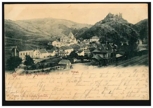 AK Gruss de Altenahr: vue totale, COMLENCE 11.8.1898 vers FRIEDRICHSTADT 13.8.
