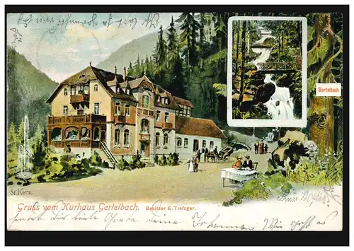 AK Gruss du Kurhaus Gertelbach, BÜHLERTHAL 25.7.1904 vers HANNOVER 26.7.04