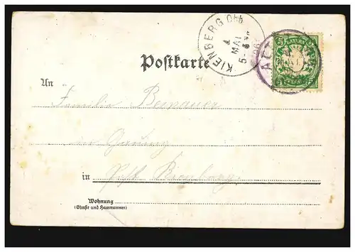 AK Gruss aus Alötting: Panorama zum Markt, 4.5.1906 nach KIENBERG Obb. 4.5.06