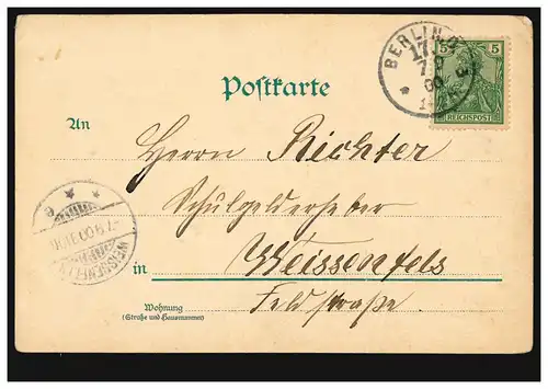 Litho-AK Gruss de Berlin: Parmi les Linden Friedrich Strasse Ecke, 7.9.1900