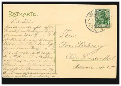 AK Gruse de Wehlen à la Moselle: Panorama, BERNKASTEL-KUES 21.10.1909