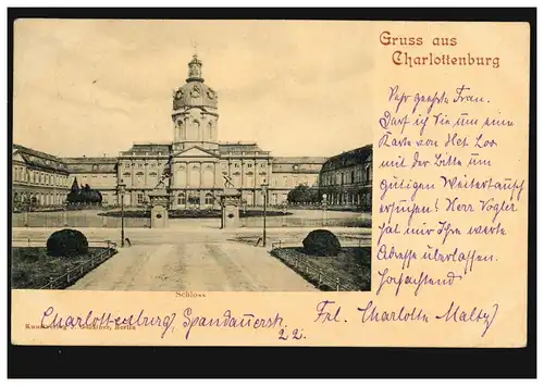 AK Gruss de Charlottenburg: Château, CHARLOTENBURG 5 - 29.7.1902 vers la Hollande