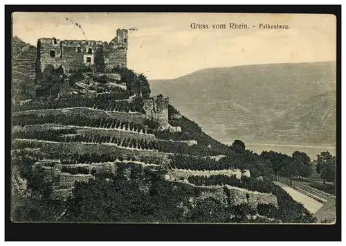 AK Gruss du Rhin: Falkenburg, BONN 12.1.1911 vers Herzogenrath