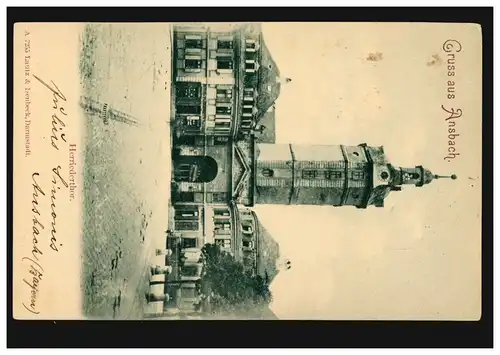 AK Gruss de Ansbach: Herriedertor, 2.2.1900 d'après HELSINGSFORS 6.2.00