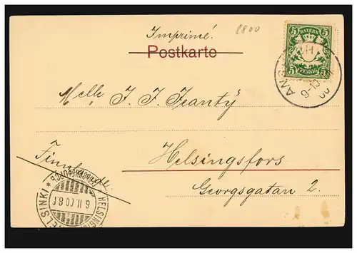 AK Gruss de Ansbach: Herriedertor, 2.2.1900 d'après HELSINGSFORS 6.2.00