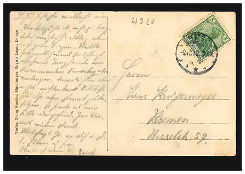 AK Gruss de Lemgo: Gymnasium, 9.10.1912 à Brême