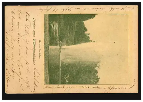 AK Gruss de Wilhelmsheheig: Grosse Fontaine, Carte postale locale BERLIN W 35d 15.3.2003