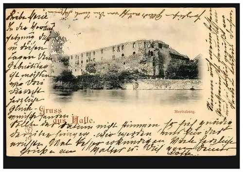 AK Gruss aus Halle: Moritzburg, HALLE/SAALE 27.5.1899 nach DRESDEN-NEUST. 28.5.