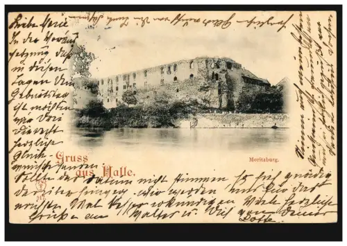 AK Gruss aus Halle: Moritzburg, HALLE/SAALE 27.5.1899 nach DRESDEN-NEUST. 28.5.