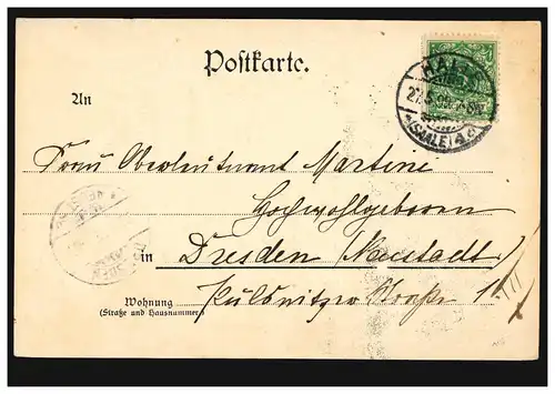 AK Gruss aus Halle: Moritzburg, HALLE/SAALE 27.5.1899 nach DRESDEN-NEUST. 28.5.