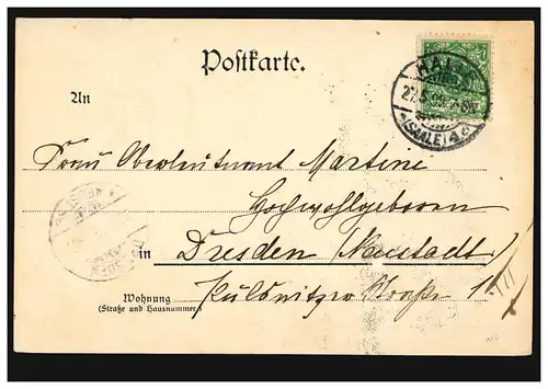 AK Gruss de Halle: Moritzburg, HALLE/SAALE 27.5.1899 après DRESDEN-NEUST 28.5.