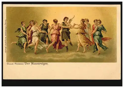 Künstler-AK G. Romano: Der Musenreigen Tanz Apollons mit den Musen, ungebraucht