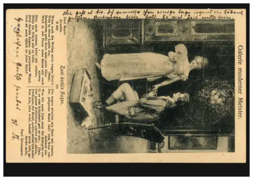 AK couple d'amoureux d artiste, BERLIN 20.9.01 après SANDERSDORF 21.01