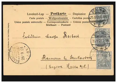 Künstler-AK Imre Knopp: Die Verlassene BERLIN 25.9.1901 nach SANDERSDORF 26.9.01