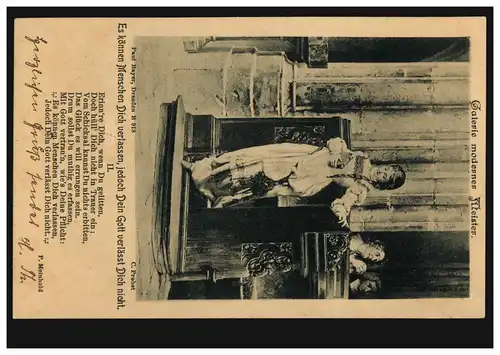 Künstler-AK Probst: Glaube an Gott BERLIN 10.10.1901 nach SANDERSDORF 17.10.01