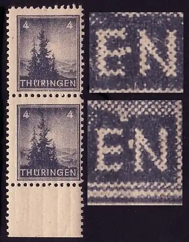 93 senkrechtes Paar mit 2 PLF oben Fleck am E / unten Fleck am N **