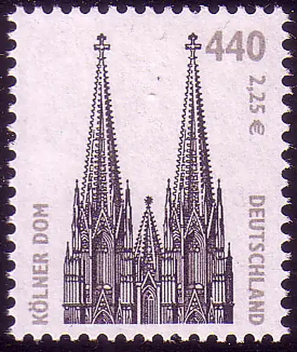 2206 Sehenswürdigkeiten 440 Pf / 2,25 Euro Kölner Dom ** postfrisch