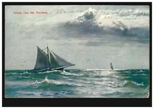 AK Gruss de la mer du Nord: voiliers, WANGEROOGE 14.8.1911