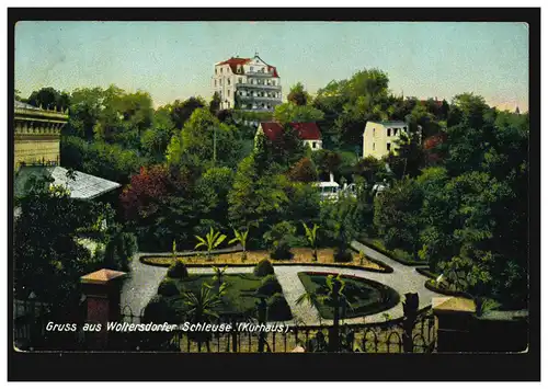 AK Gruss aus Woltersdorfer Schleuse: Kurhaus, 29.5.1910