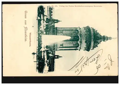 AK Gruss de Mannheim: La tour de l'eau, 24.10.1906