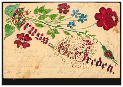 AK Great de Grand Freden: Salut aux fleurs, FREDEN (LEINE) 7.11.1902 vers NIENHAGEN